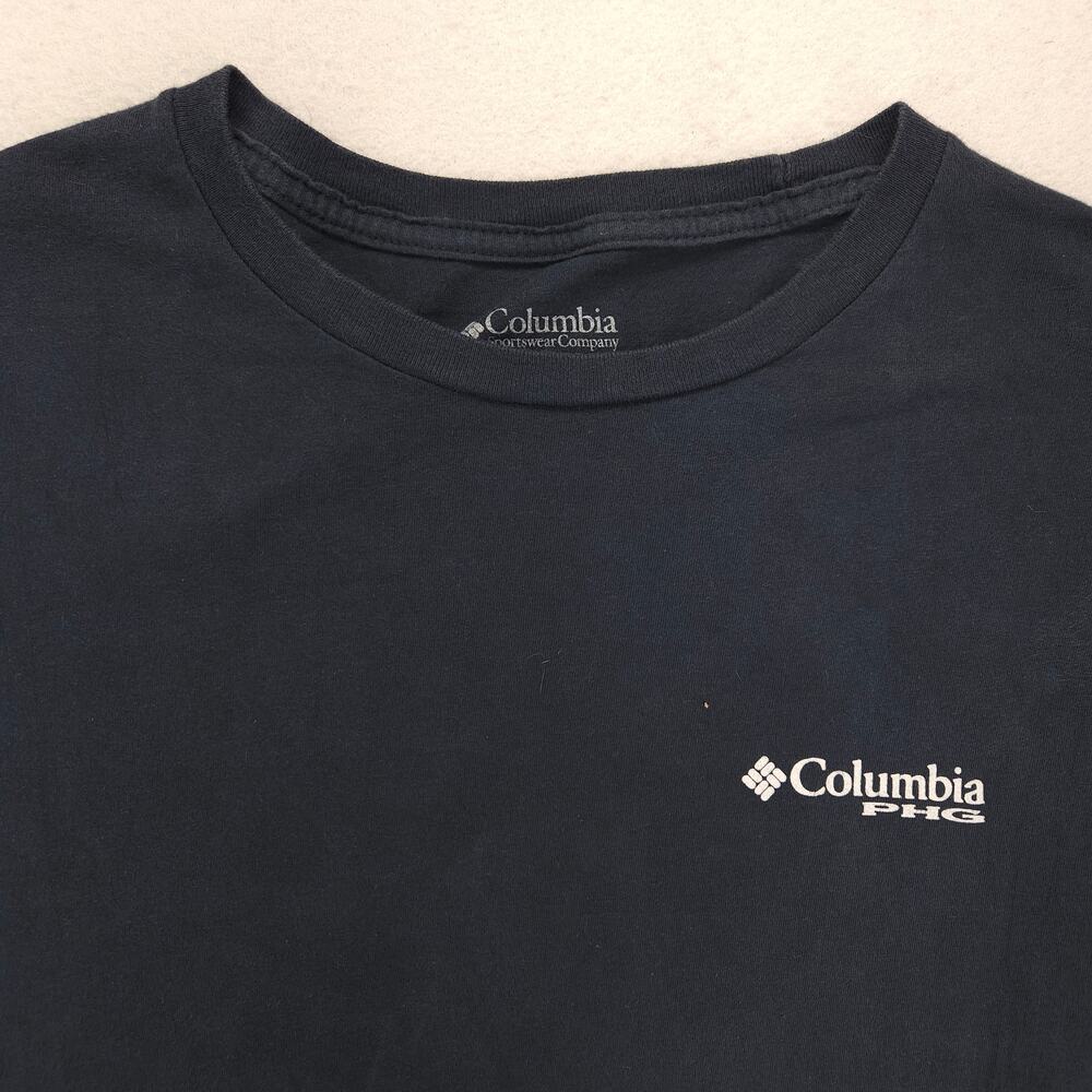 Columbia Short Sleeve Crew Neck T Shirt Mens Size Medium M Navy Blue White
